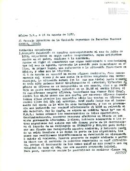 Rendición de egresos de la Sede México de la CADHU del mes de julio de 1982