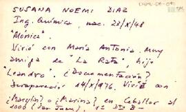 Ficha sobre sobre la desaparición de Susana Noemí Díaz