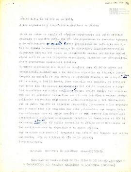 Carta de la Comisión Argentina de Derechos Humanos (CADHU) y Comisión de Solidaridad con Familiar...