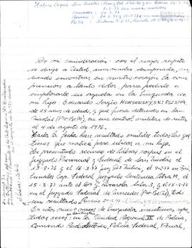 Borrador de carta de Celia Jinkis de Korsunsky a destinatario no identificado