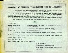 Invitación a "Jornadas de denuncia y solidaridad con la Argentina"