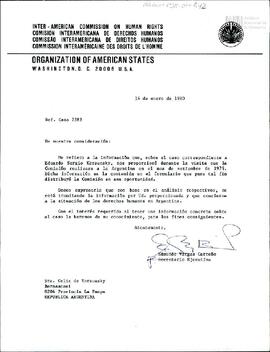Carta de la Organización de los Estados Americanos (OEA) a Celia Jinkis de Korsunsky