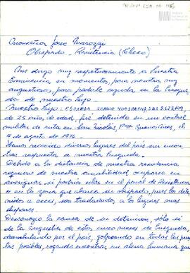Carta de Celia Jinkis de Korsunsky al Obispado de Resistencia