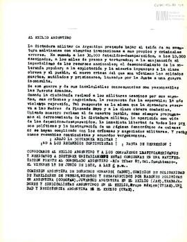 Comunicado de prensa de organismos de exiliados