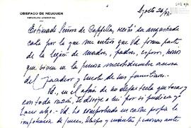 Carta del Obispo de Neuquén, Jaime F. de Nevares, a Soledad Davi de Capello