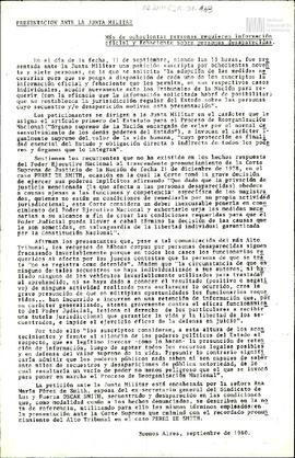 Informe de presentación ante la Junta Militar