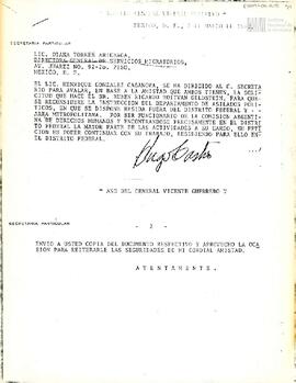 Carta de Hugo Castro para la Directora General de Servicios Migratorios, Diana Torres Ariceaga