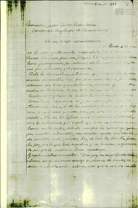 Carta de Celia Jinkis de Korsunsky al Arzobispo de Buenos Aires