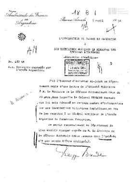 Copia de Note N° 480 AM du L'Ambassadeur de France en Argentine au Ministre des Affaires Etrangeres