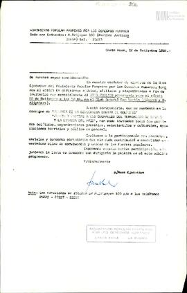 Carta del Movimiento Popular Pampeano por los Derechos Humanos para destinatario no identificado