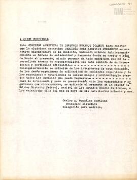 Certificado de la Comisión Argentina de Derechos Humanos sobre Deolidia Rosa Martínez Oyhamburu