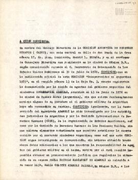 Certificado de la Comisión Argentina de Derechos Humanos sobre Oscar Ángel Adamoli