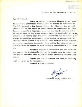 Carta de José Antonio para Carlos González Gartland