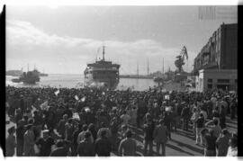 Fotografía del regreso de combatientes de Malvinas