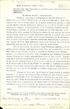 Fotocopia de carta de Ana C. Etcheverry de Ricci al Vicepresidente de la Conferencia Episcopal Ar...