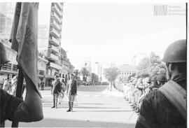 Fotografía de tropas militares en acto conmemorativo del 164 de la Batalla de Tucumán