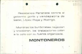 Panfleto de Montoneros