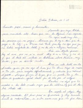 Carta de Eduardo Korsunsky a su mamá, papá y hermanas