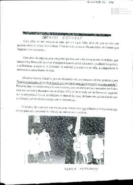 Carta de la familia Korsunsky por los 100 años de la Escuela N°15 "José Hernández"