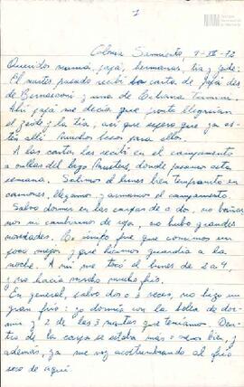 Carta de Eduardo Korsunsky a su mamá, papá, hermanas, tía y al abuelo