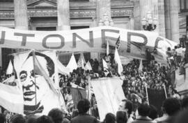 Fotografía de la movilización popular por el retorno de Juan Domingo Perón