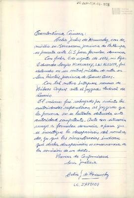 Carta a la Cámara Federal de Apelaciones por Eduardo Korsunsky