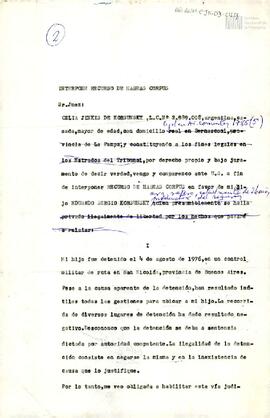 Borrador de recurso de habeas corpus en favor de Eduardo Korsunsky