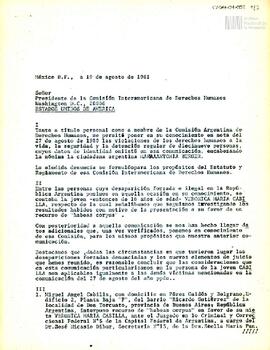 Carta de Carlos González Gartland para el Presidente de la Comisión Interamericana de Derechos Hu...