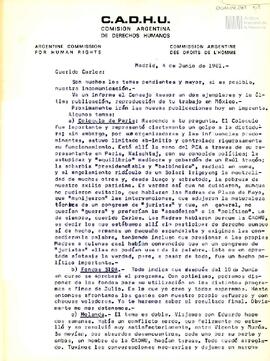 Carta de Gustavo Adolfo Roca Deheza para Carlos González Gartland