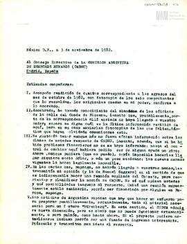 Rendición de egresos de la Sede México de la CADHU del mes de octubre de 1982