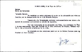 Carta de la División de Clero Policíal a Celia Jinkis de Korsunsky