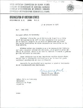 Carta de la Organización de los Estados Americanos (OEA) a Celia Jinkis de Korsunsky
