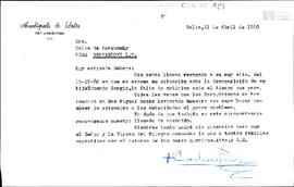 Carta del Arzobispado de Salta a Celia Jinkis de Korsunsky