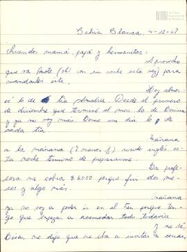 Carta de Eduardo Korsunsky a su mamá, papá y hermanas