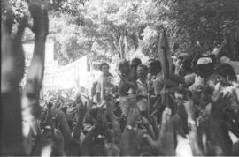 Fotografía del acto del lanzamiento de campaña de la fórmula Cámpora-Solano Lima