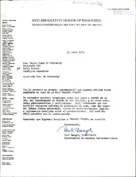 Carta de Paul Bangel a Celia Jinkis de Korsunsky