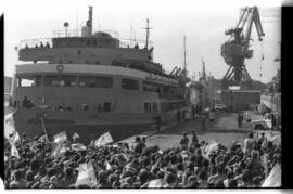 Fotografía del regreso de combatientes de Malvinas