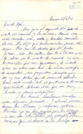 Carta de María Angélica Sabelli a su padre, Manfredo Isidoro Sabelli, desde el penal de Rawson