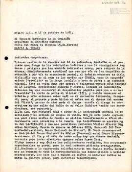 Carta de Carlos González Gartland para el Consejo Directivo de la Comisión Argentina de Derechos ...