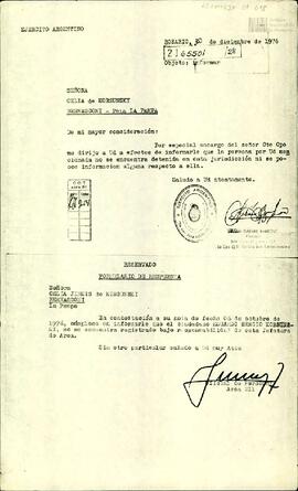 Fotocopia de carta del Comando del II Cuerpo de Ejército y de carta del Área 211 del Comando del ...