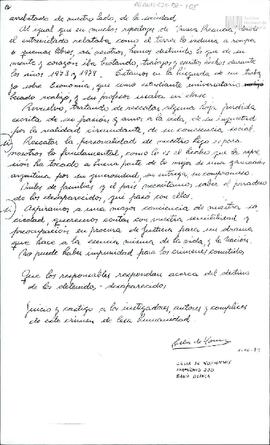 Fragmento de una carta de Celia Jinkis de Korsunsky