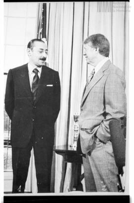 Fotografía de Jorge Rafael Videla y Jimmy Carter en visita oficial