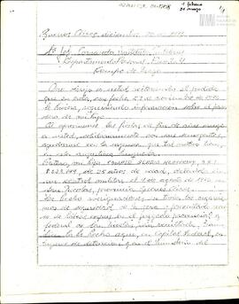 Fotocopia de carta de Celia Jinkis de Korsunsky al Jefe del Comando de Institutos Militares del E...