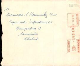 Carta de Celia Jinkis de Korsunsky a su hijo