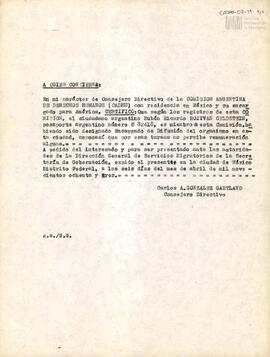 Certificado de la Comisión Argentina de Derechos Humanos sobre Rubén Ricardo Roitvan Geldstein