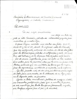 Fotocopia de carta de Celia Jinkis de Korsunsky a la Comisión Interamericana de Derechos Humanos ...