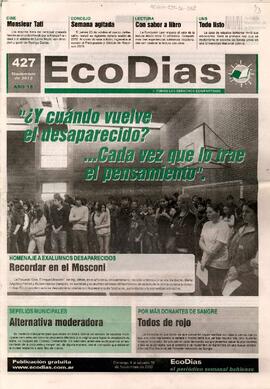 Artículo periodístico en el semanario EcoDias sobre homenaje en la escuela "Gral. Enrique Mo...