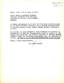 Carta de Ana María Moreyra para Carlos González Gartland