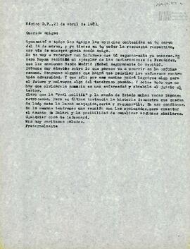 Carta de Carlos González Gartland para una amiga