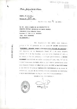 Oficio al Jefe de la Delegación de Bahía Blanca de la Policía Federal